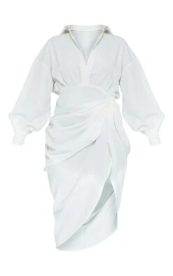 Prettylittlething White Balloon Sleeve Gathered Skirt Midi Shirt Dress -Pretty Little Thing Shop f9238bcab1faf6ba3218600d39fe8b986e02d21a CMS6920 5 white balloon sleeve gathered skirt midi shirt dress