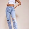 Prettylittlething Mid Blue Vintage Wash Ripped Straight Leg Jeans -Pretty Little Thing Shop f928bb836934251ca6d61d2c177236362d0c6e87 CMK9987 1 mid blue vintage wash ripped straight leg jeans