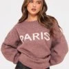 Prettylittlething Mocha Paris Jacquard Knitted Sweater