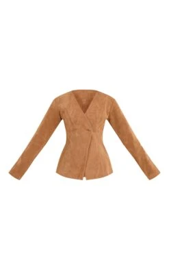 Tan Structured Faux Suede Cinched Waist Blazer -Pretty Little Thing Shop f9cac886f469687b343fb043c9268130b2ccadcd CNO2223 5 tan structured faux suede cinched waist blazer