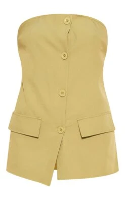 Olive Woven Bandeau Button Detail Tailored Wide Leg Jumpsuit -Pretty Little Thing Shop f9e6f5d56c8969a6cdb5ecb14e8fb3cbcda6942a cnh9925 5