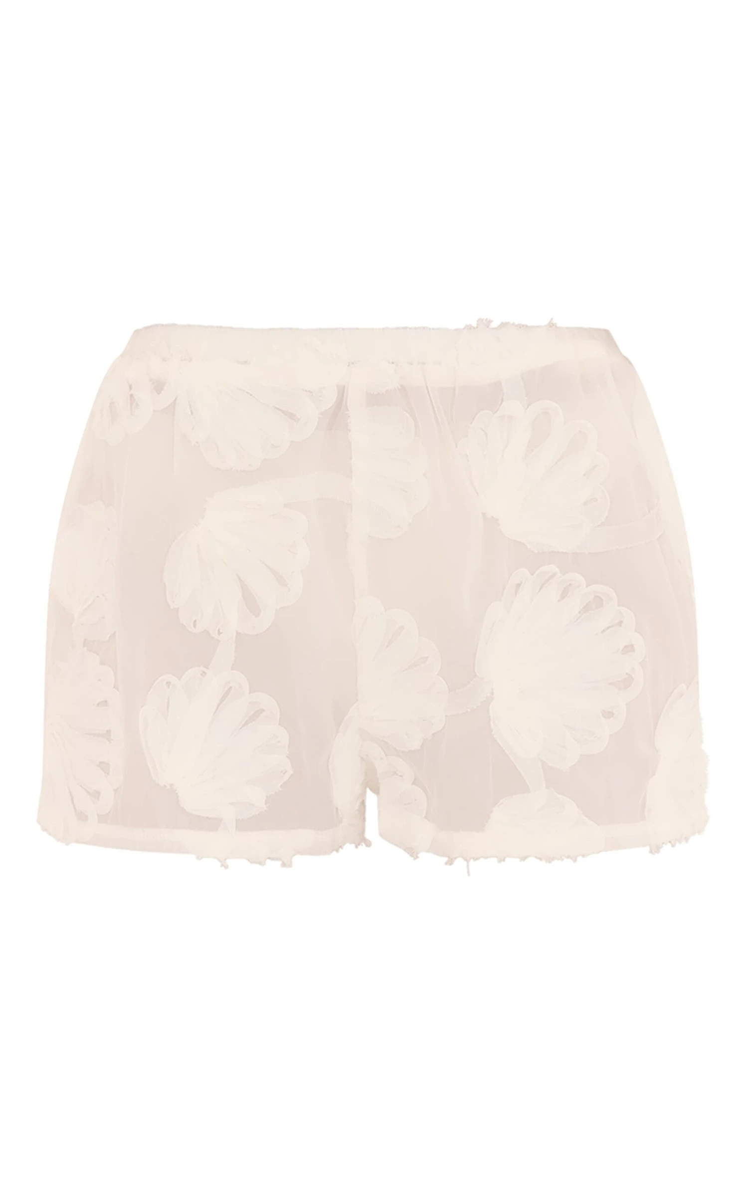 Prettylittlething Cream Sheer Woven Shell Embroidered Shorts 6 Prettylittlething Cream Sheer Woven Shell Embroidered Shorts - Image 6