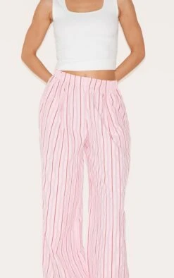 Prettylittlething Pink Pinstripe Elasticated Waist Wide Leg Pants -Pretty Little Thing Shop fb7a300c5bae9fe6bf57bf41da487fb86adc9ac4 CNM0518 4 pink pinstripe elasticated waist wide leg trousers