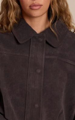 Grey Faux Suede Covered Placket Bomber Jacket -Pretty Little Thing Shop fb8b3b293506d96b4fb8c83051731b279d68dcab CNN9960 4 grey faux suede covered placket bomber jacket