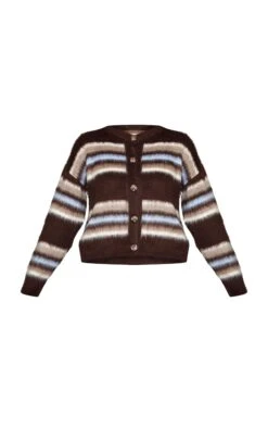 Prettylittlething Chocolate Striped Brushed Knit Cardigan -Pretty Little Thing Shop fba459b3c2b966bb1af64d98ed05f393ddf75a98 cno9330 5 chocolate striped brushed knit cardigan