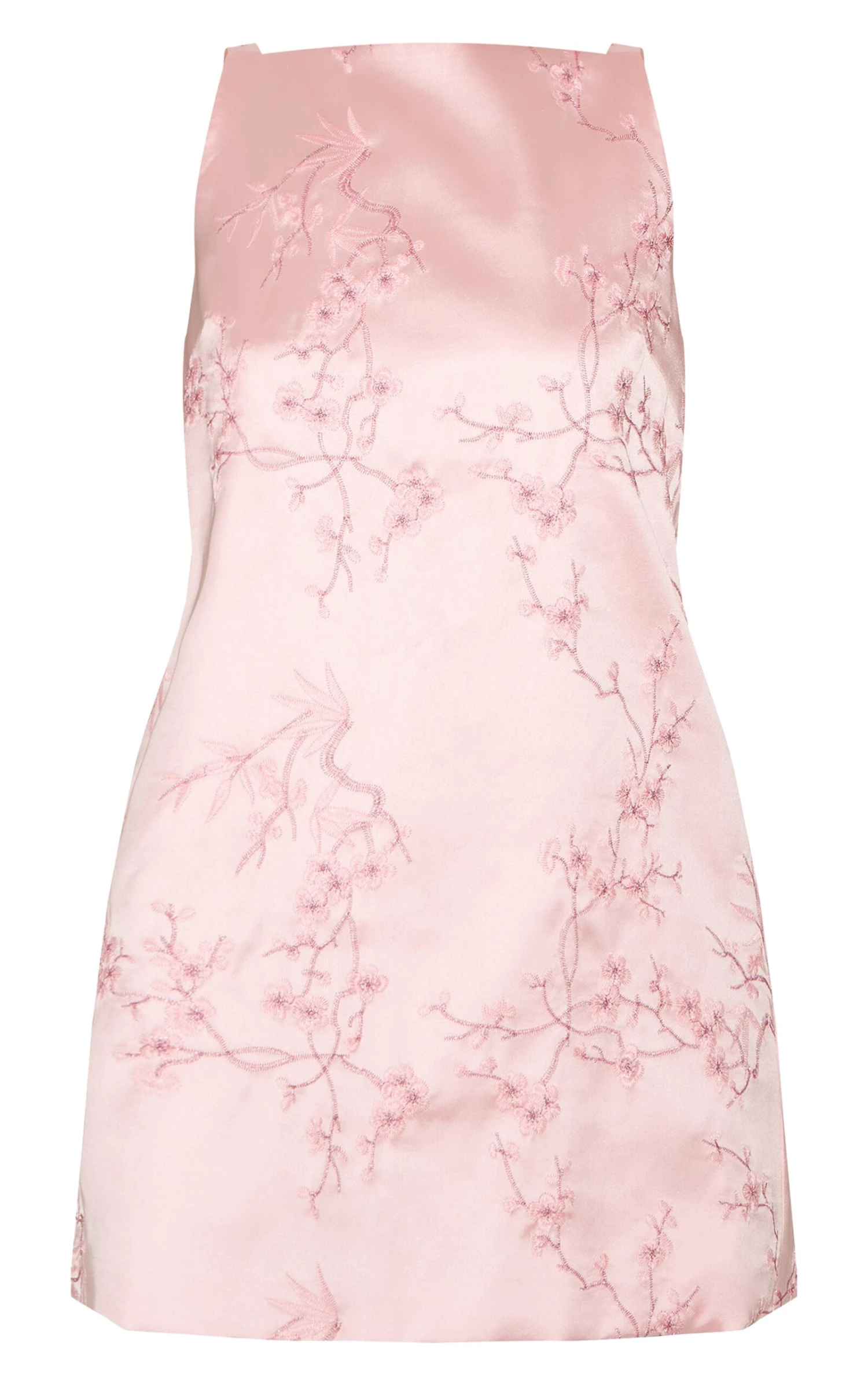 Prettylittlething Pastel Pink Floral Embroidered A-line Mini Shift Dress - Image 5
