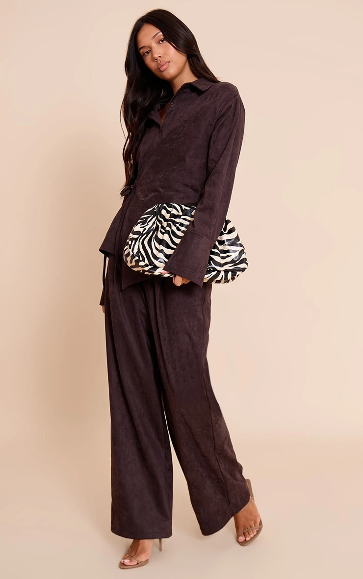 Chocolate Suede Straight Leg Pant