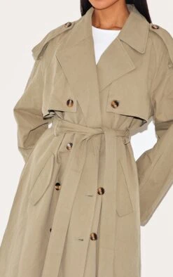 Prettylittlething Khaki Belted Double Breasted Trench Coat -Pretty Little Thing Shop fcd1611bf3e703842171a341747822da23445da8 CNC0419 4 khaki belted double breasted trench coat