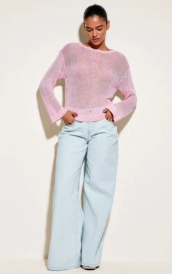 Prettylittlething Pink Filagree Knit Slouchy Sweater -Pretty Little Thing Shop fd0e4b18d389a39a96bfec412bd63ce687d0d6c8 CNO5086 3 pink filagree knit slouchy jumper