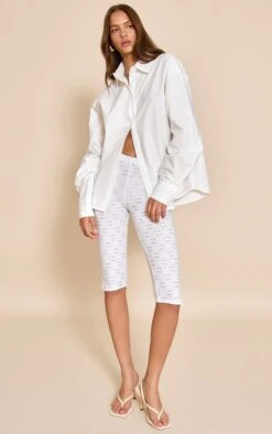 White Broderie Capris