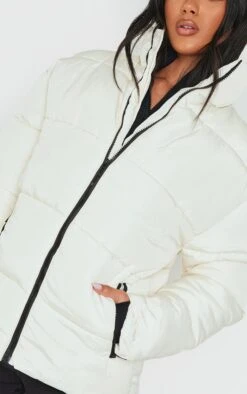 PRETTYLITTLETHING Off White Panelled High Neck Puffer Coat -Pretty Little Thing Shop fdae063008d544cde52b99ca7855ec420df1e9a1 cng5200 4