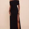 Black Double Layer Slinky Bardot One Shoulder Ruched Maxi Dress -Pretty Little Thing Shop fdf332bf448a6be4bcc20716859c8973208e02f2 CNO0498 1 black double layer slinky bardot one shoulder ruched maxi dress