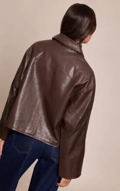 Prettylittlething Chocolate Zip Through Pu Jacket -Pretty Little Thing Shop fe2fac414ec7f284d8f6c1cd1a7c7d9166b10107 CNN7108 2 chocolate zip through pu jacket