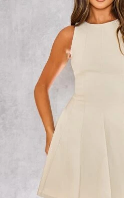 Prettylittlething Stone Stretch Woven Racer Pleated Shift Dress -Pretty Little Thing Shop fe58d81e8ce69f77391fa5645398d99d139e756a CNJ8908 4 stone stretch woven racer pleated shift dress