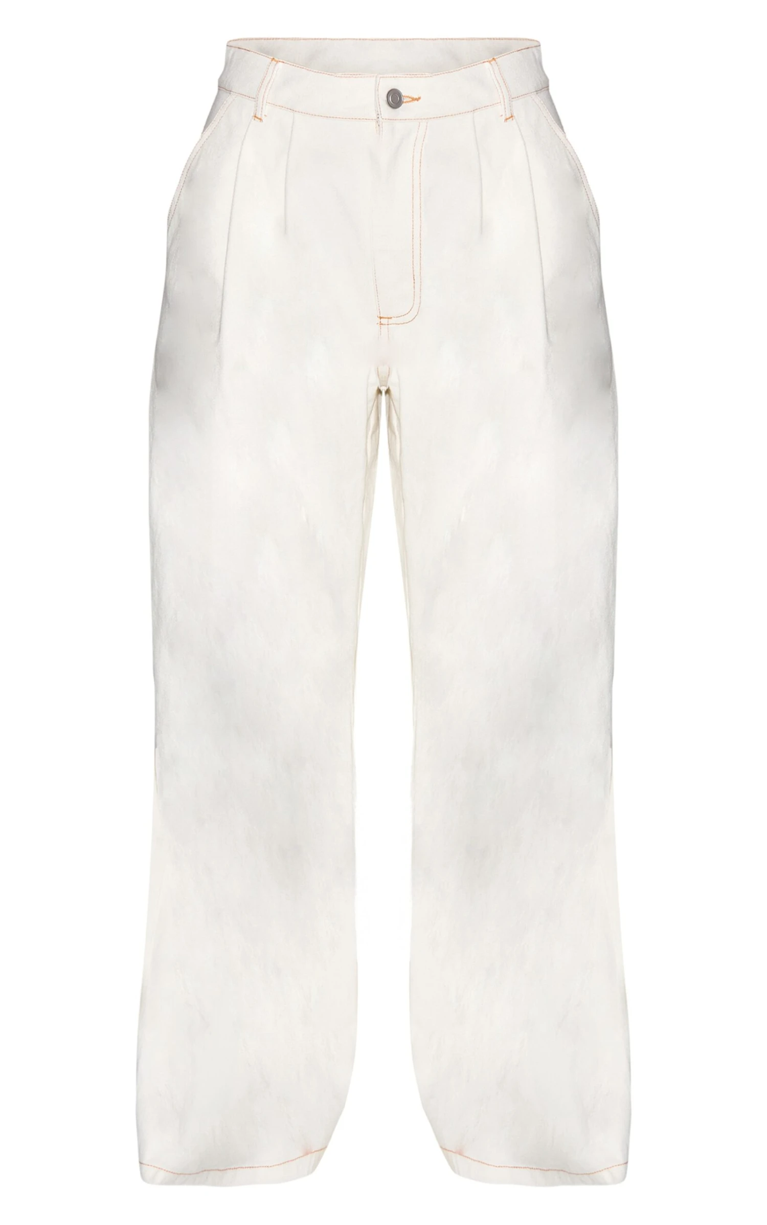 Prettylittlething Ecru Pleated Wide Leg Jeans 5 Prettylittlething Ecru Pleated Wide Leg Jeans - Image 5