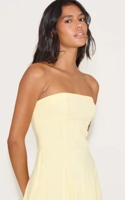 Prettylittlething Lemon Bandeau Pleated Shift Dress -Pretty Little Thing Shop fef2f59faeff82bcc812ce5e6ca53119edffcc4b CNN3831 4 butter cream bandeau pleated shift dress