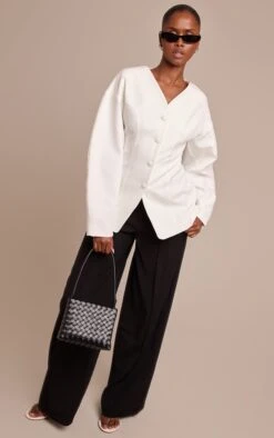 Prettylittlething Cream Collarless Fabric Covered Button Blazer -Pretty Little Thing Shop ff02b6dae86138d53959c189c79fe625ff5b7bc8 CNN8561 3 cream collarless fabric covered button blazer