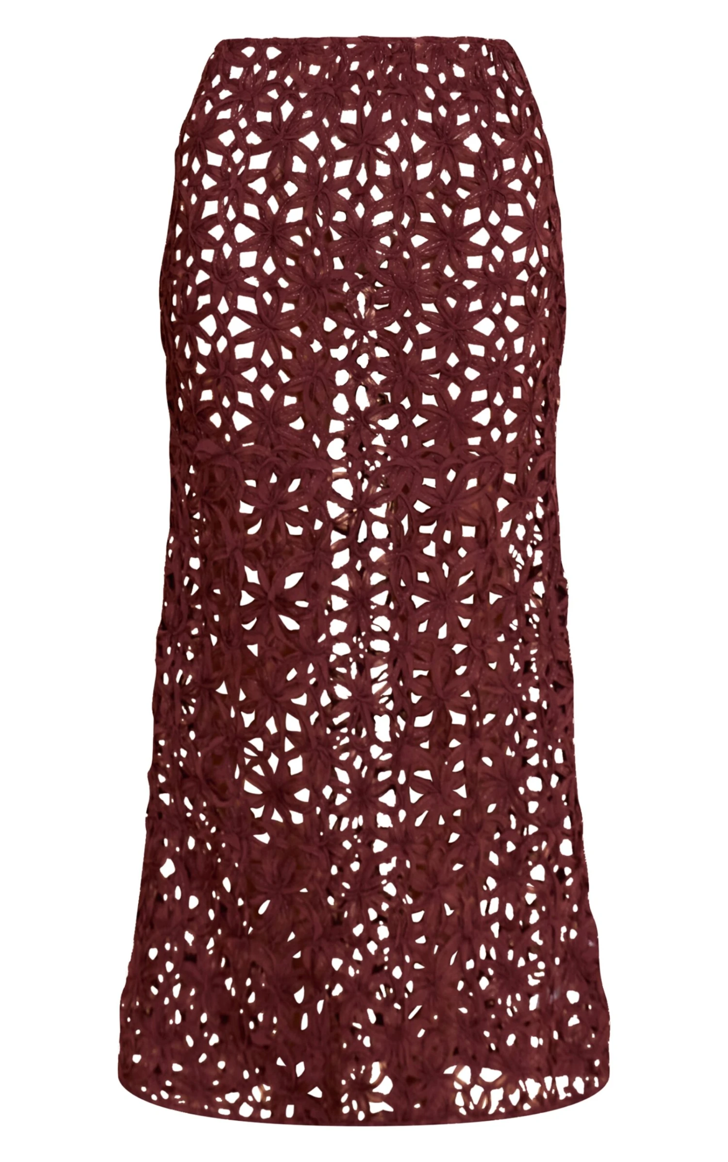 Dark Brown Textured Floral Maxi Skirt 5 Dark Brown Textured Floral Maxi Skirt - Image 5