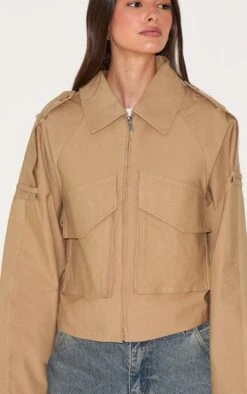Prettylittlething Camel Trench Detail Cropped Zip Up Jacket -Pretty Little Thing Shop ff2c03d12ca11d1b937586d205225d4ac51cc8d6 CNL7599 4 camel trench detail cropped zip up jacket