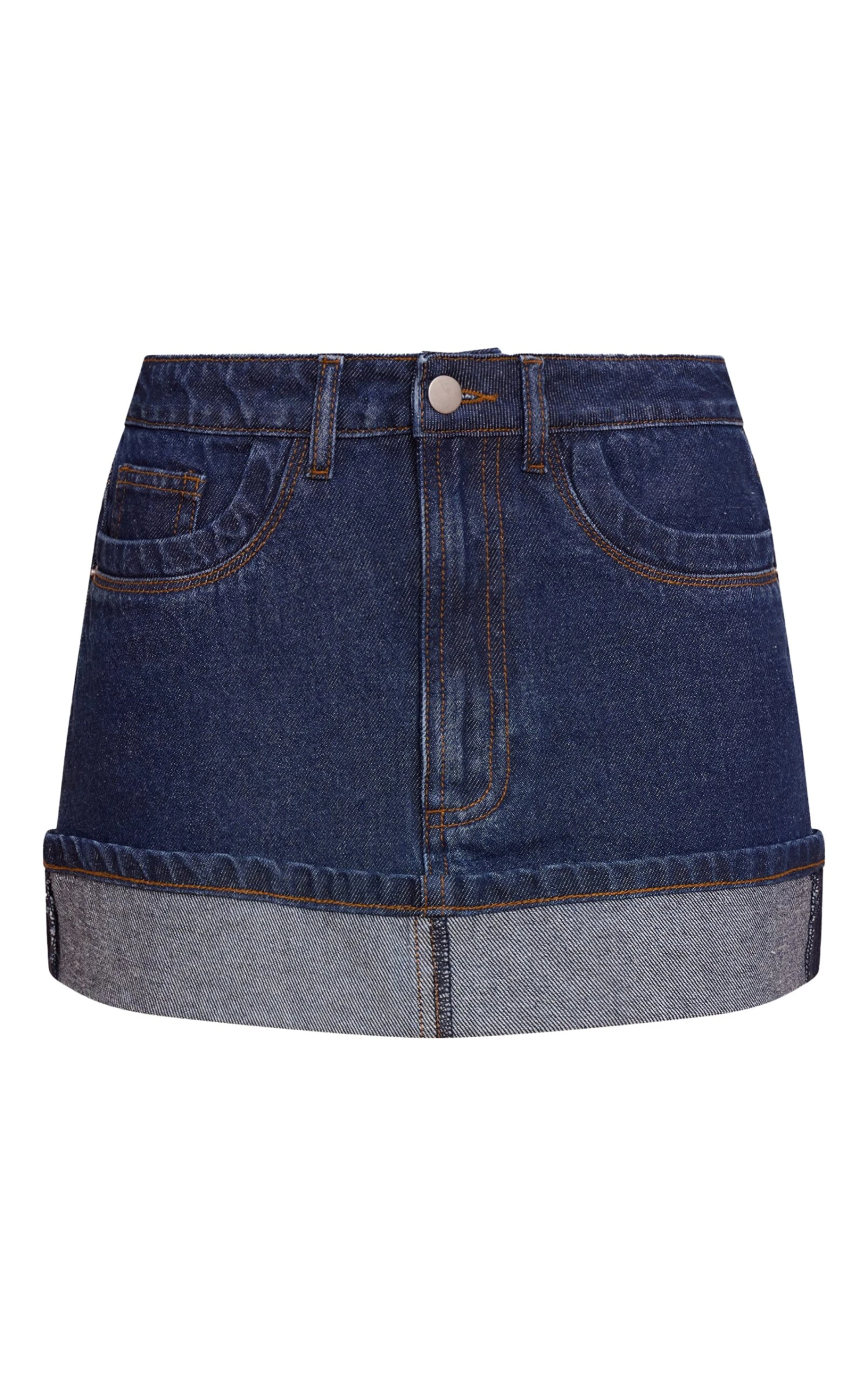 Prettylittlething Indigo Turn Up Denim Mini Skirt 6 Prettylittlething Indigo Turn Up Denim Mini Skirt - Image 6