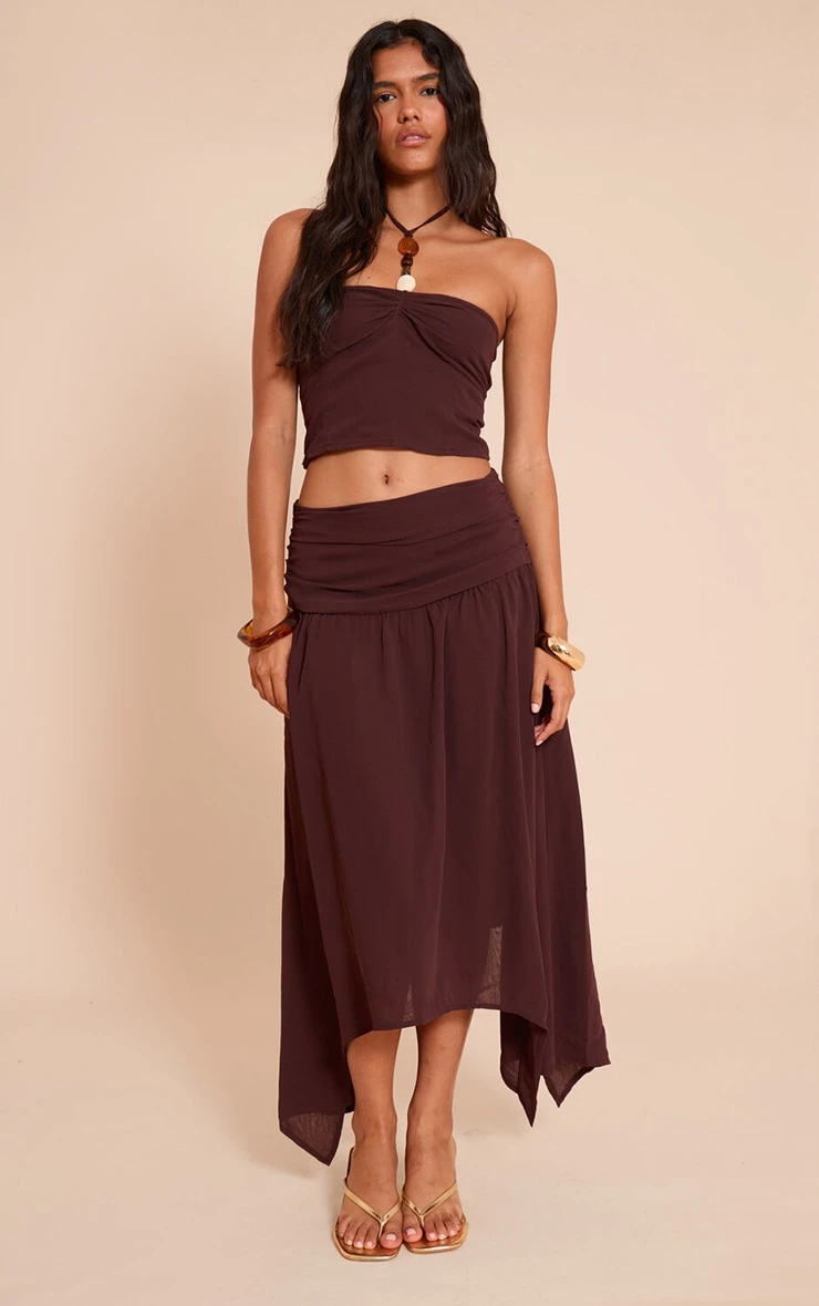 Prettylittlething Dark Plum Asymmetric Hem Maxi Skirt 1 Prettylittlething Dark Plum Asymmetric Hem Maxi Skirt