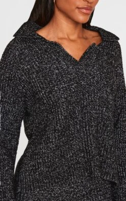 Prettylittlething Black Marl Knit V Neck Oversized Sweater -Pretty Little Thing Shop ffcbd4f68e3806e5ddd08976a6cab620c7ca4717 cnl5219 4